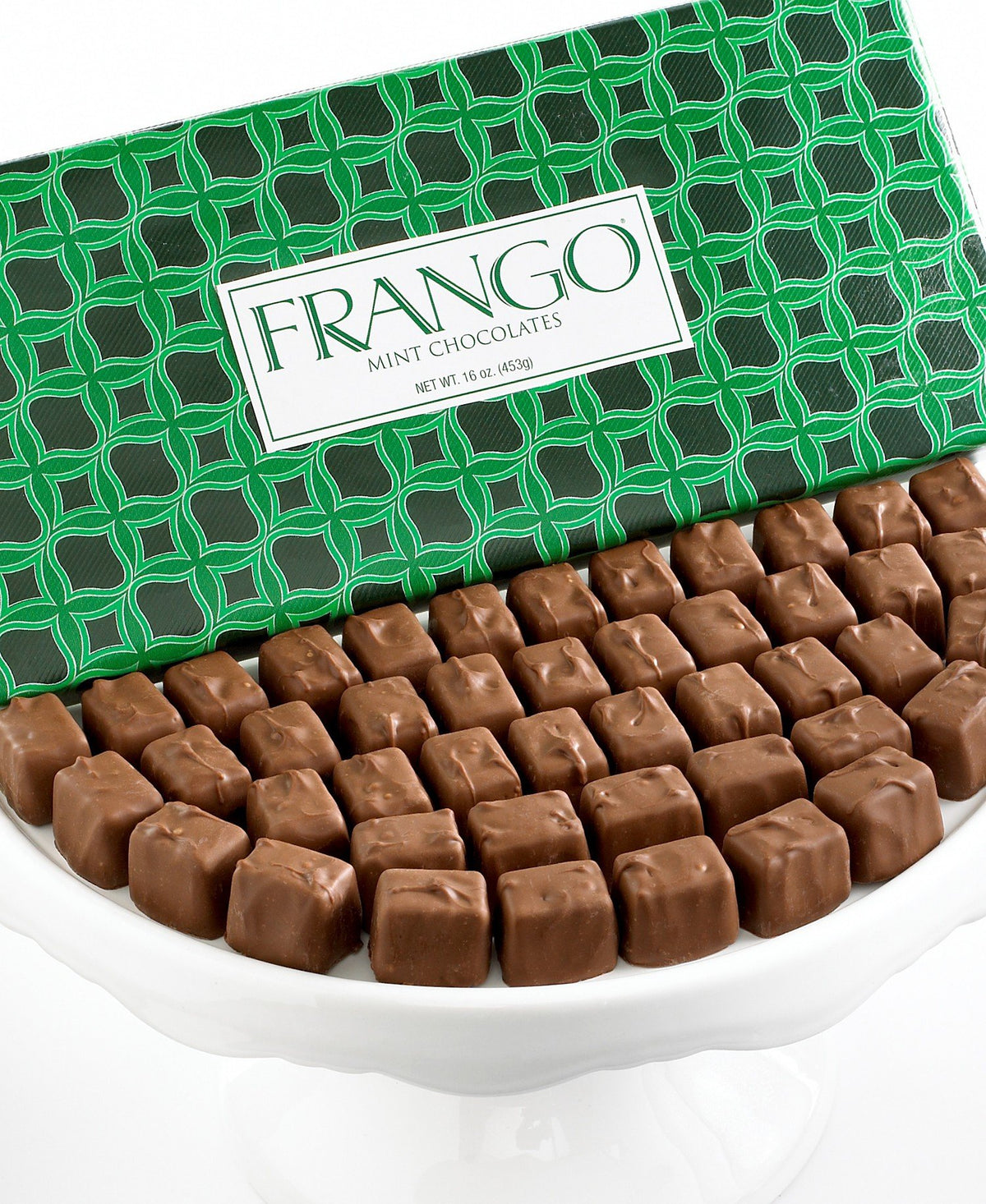 Frango Milk Mint Chocolates in a holiday-wrapped gift box ideal for gifting and celebrations.
