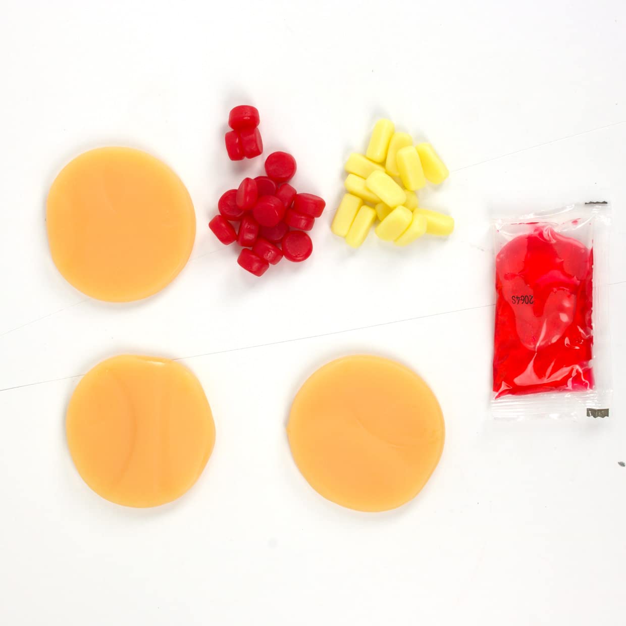 Frankford Lunchables gummy candy pizza kit flavors closeup with fruity varieties