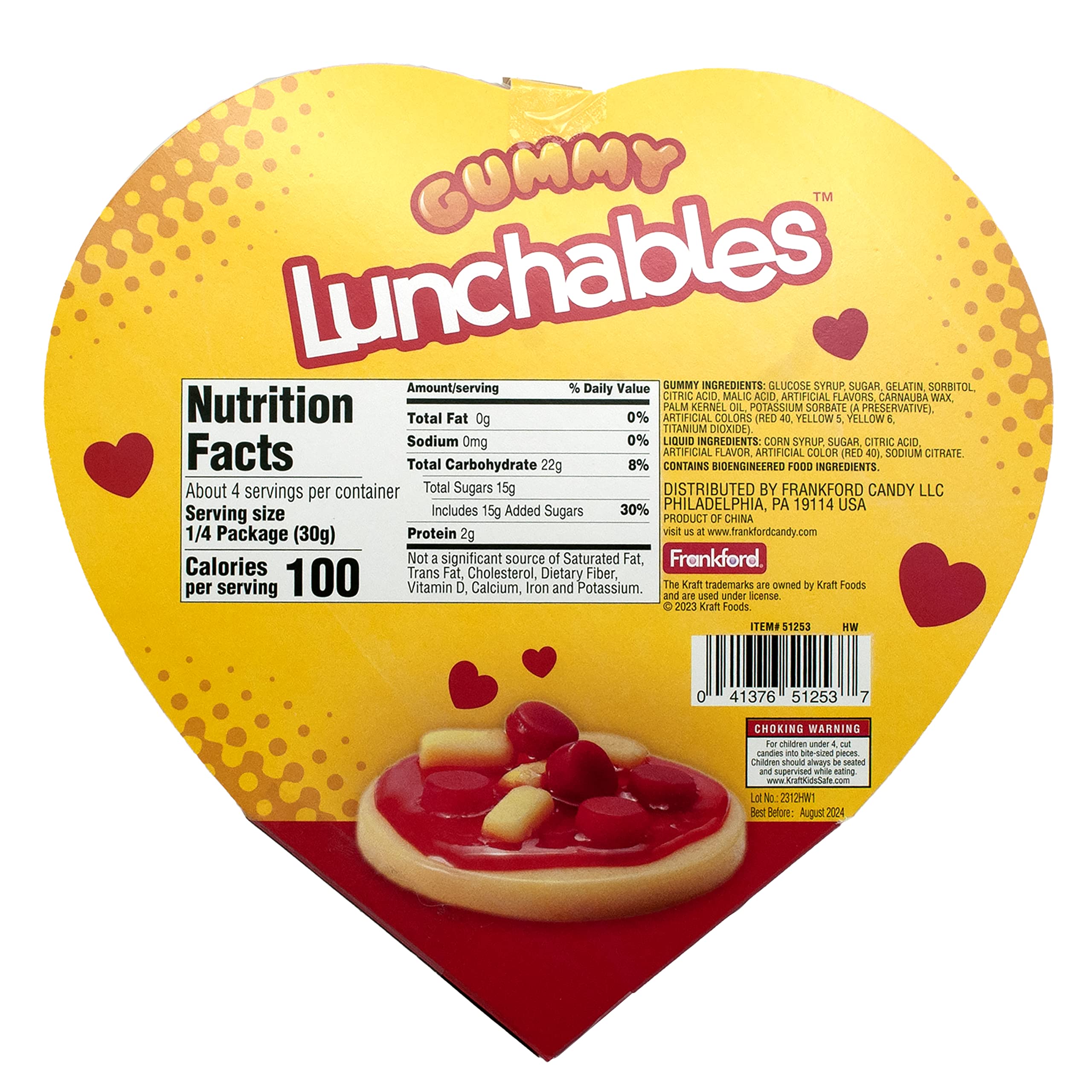 Frankford Lunchables gummy candy pizza kit packaging open reveals colorful treats for gifting
