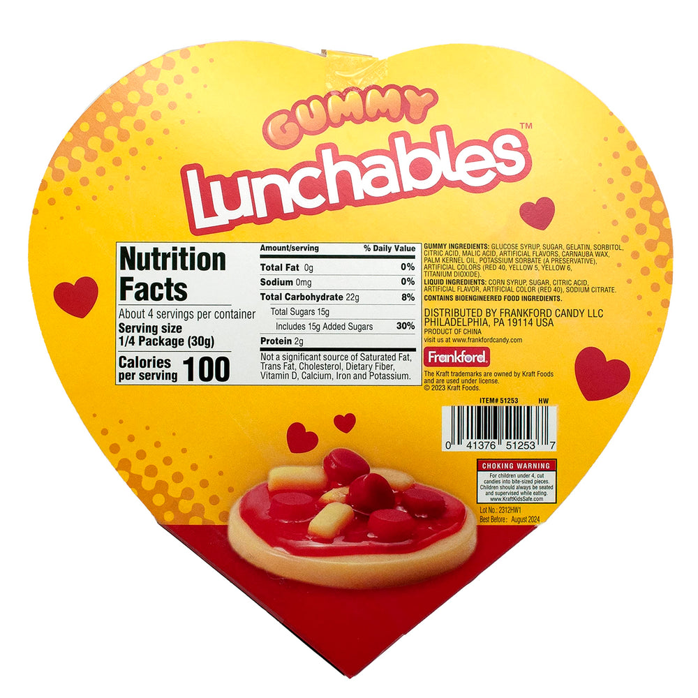 Frankford Lunchables gummy candy pizza kit packaging open reveals colorful treats for gifting