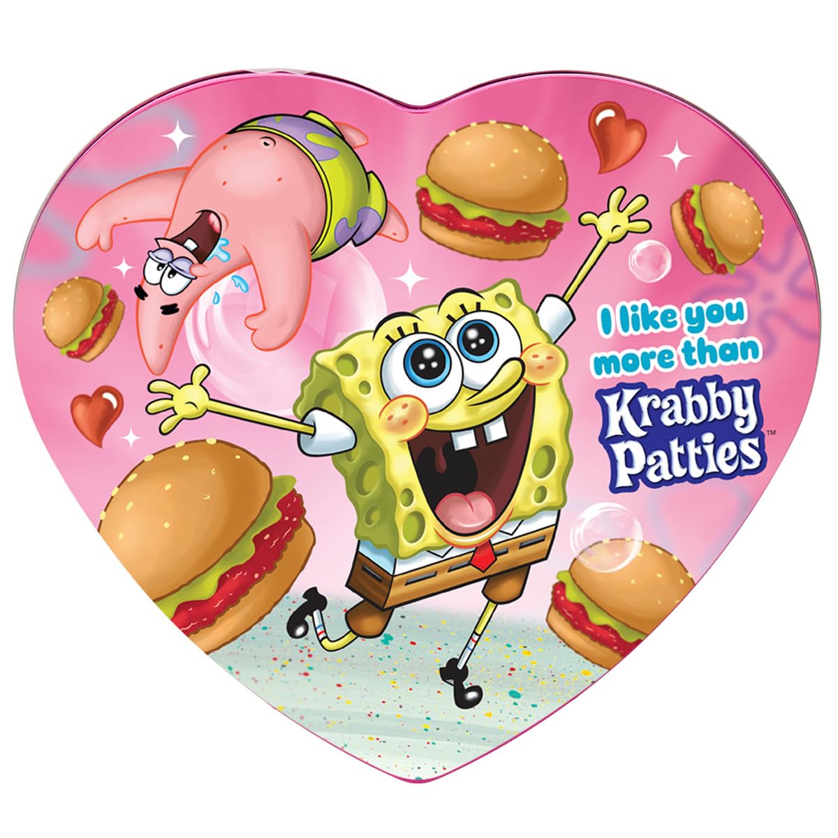 Frankford SpongeBob heart gummy Krabby Patties tin for Valentines gifting