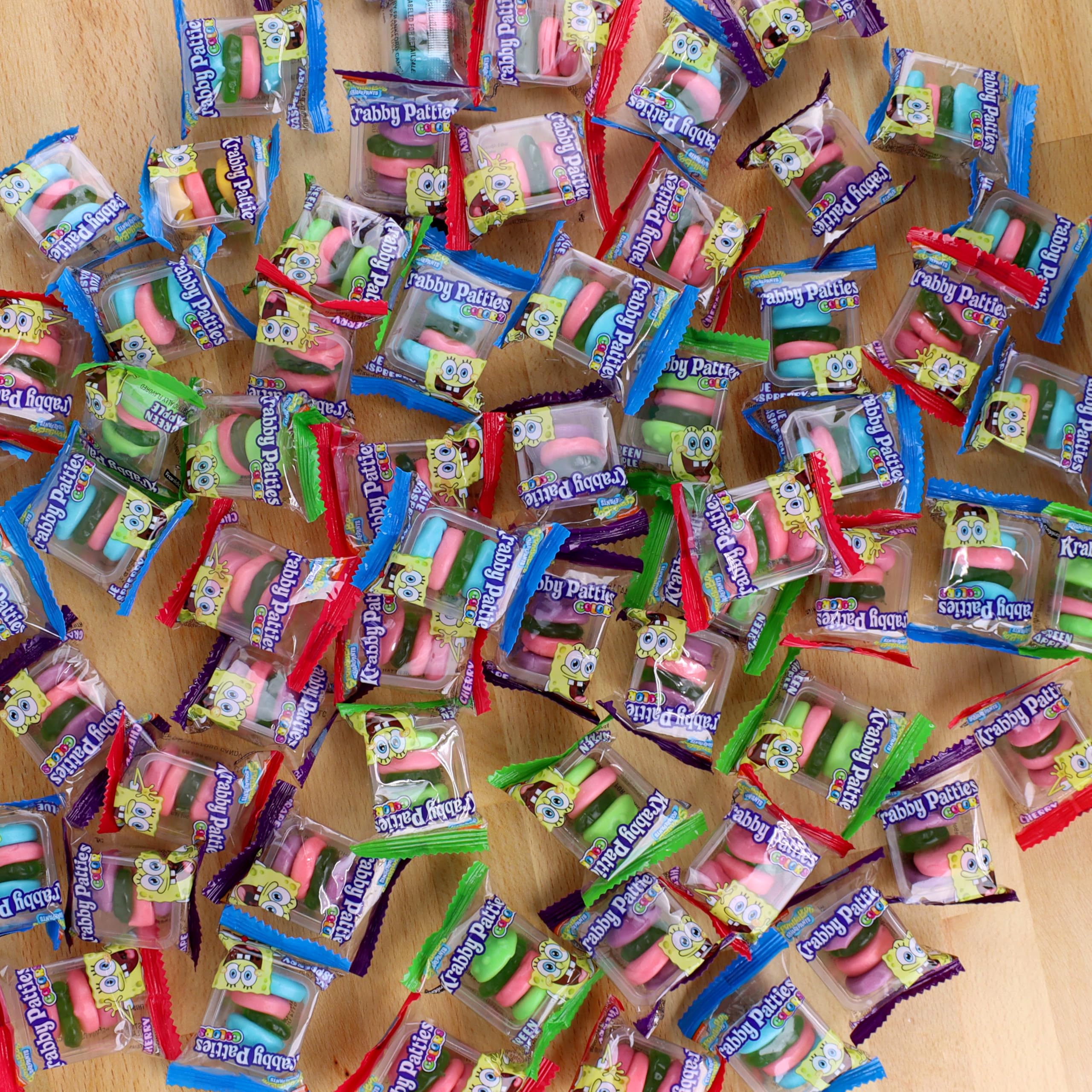 Frankford Krabby Patties gummies grape flavor, eye-catching blue raspberry mix for celebrations.