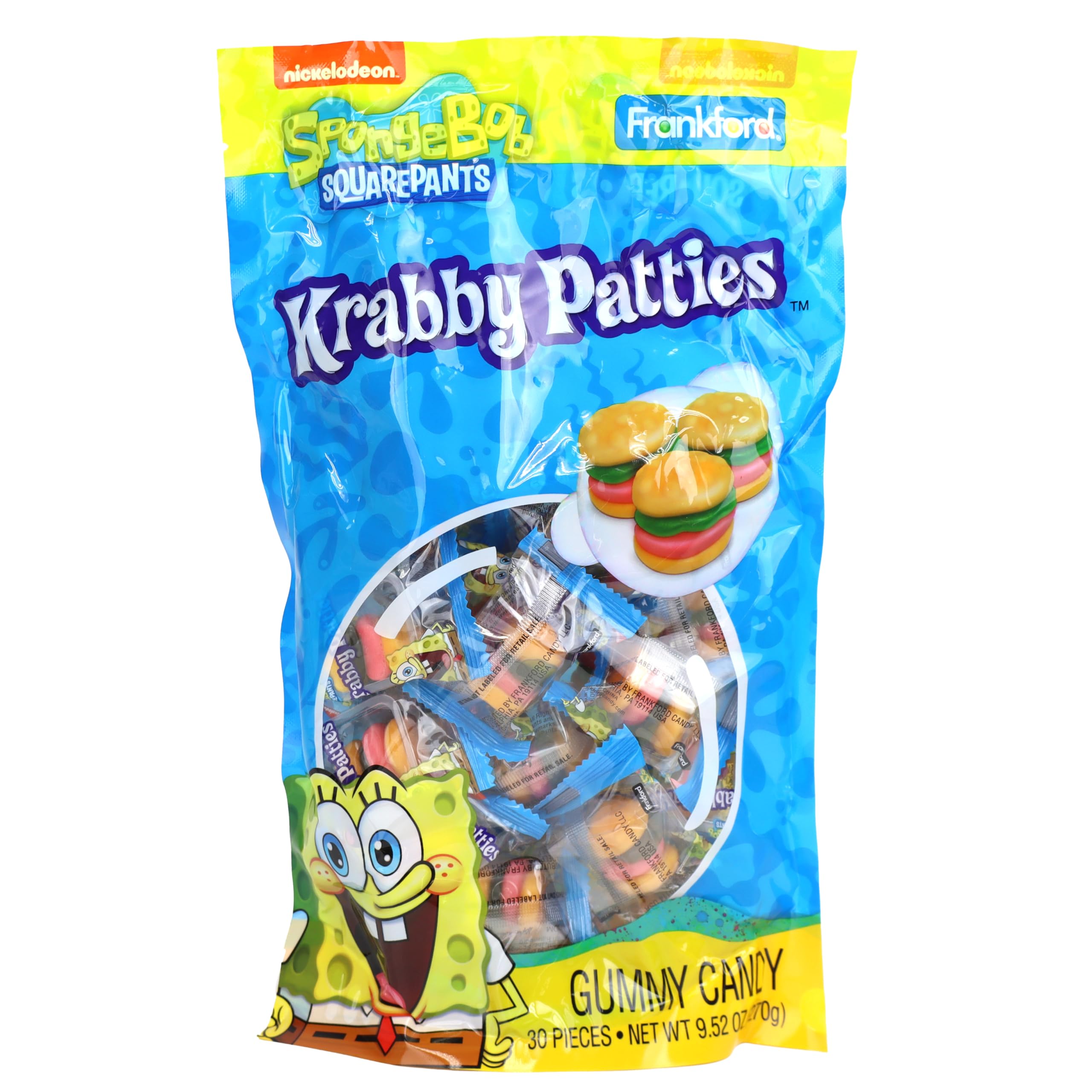 Frankford SpongeBob Krabby Patties gummies in a 30-count bag provide value and variety.