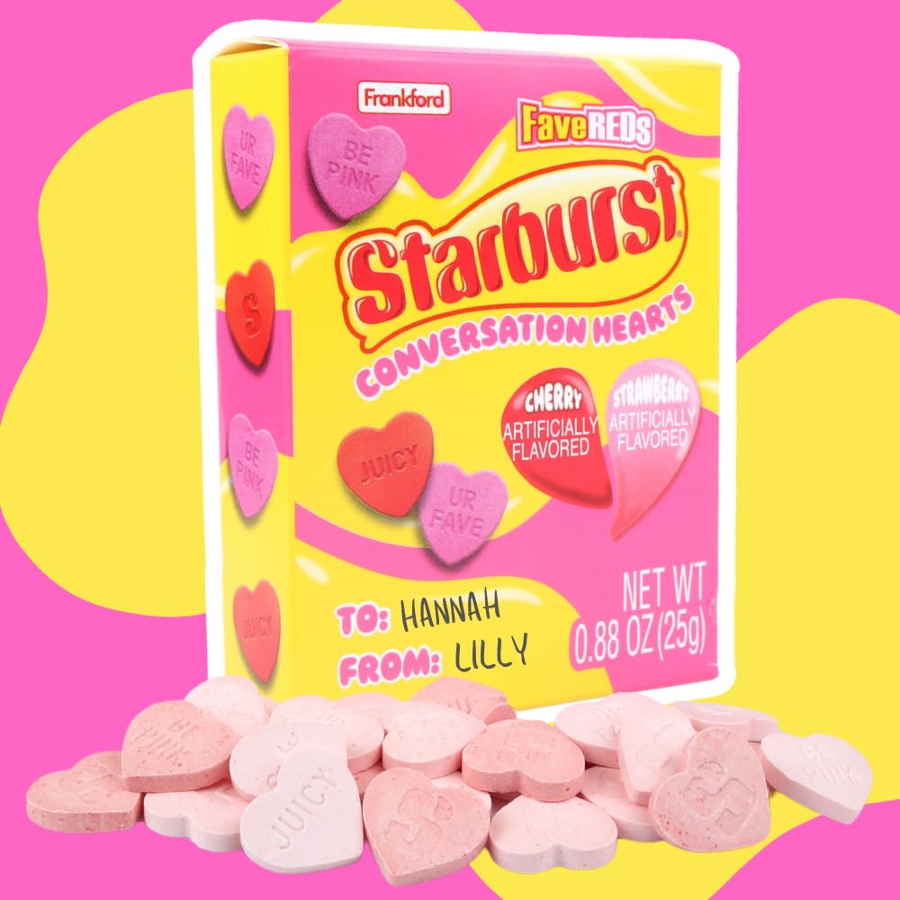Frankford Starbursts Conversation Hearts display To/From space for gifting