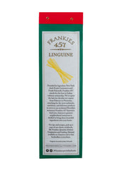 Frankies 457 artisanal linguine cooked-plate shows round strands ideal for twirl-and-bite dining.