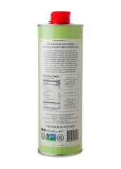 Frankies 457 Everday EVOO label closeup emphasizing Sicilian heritage and quality.