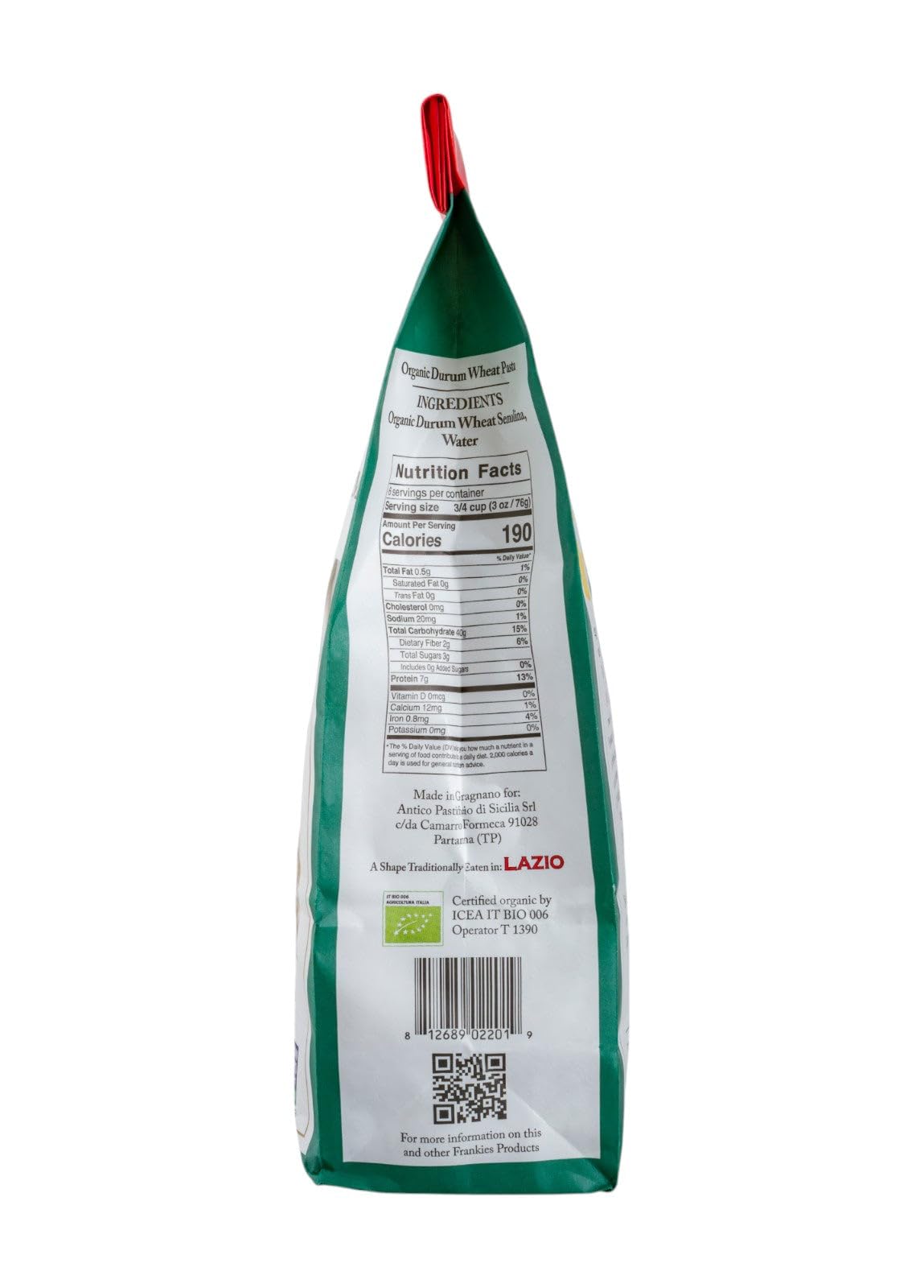 Frankies 457 packaging label with USDA Organic certification