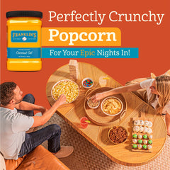 Franklin's butter flavored coconut oil supports versatile cooking beyond popcorn.