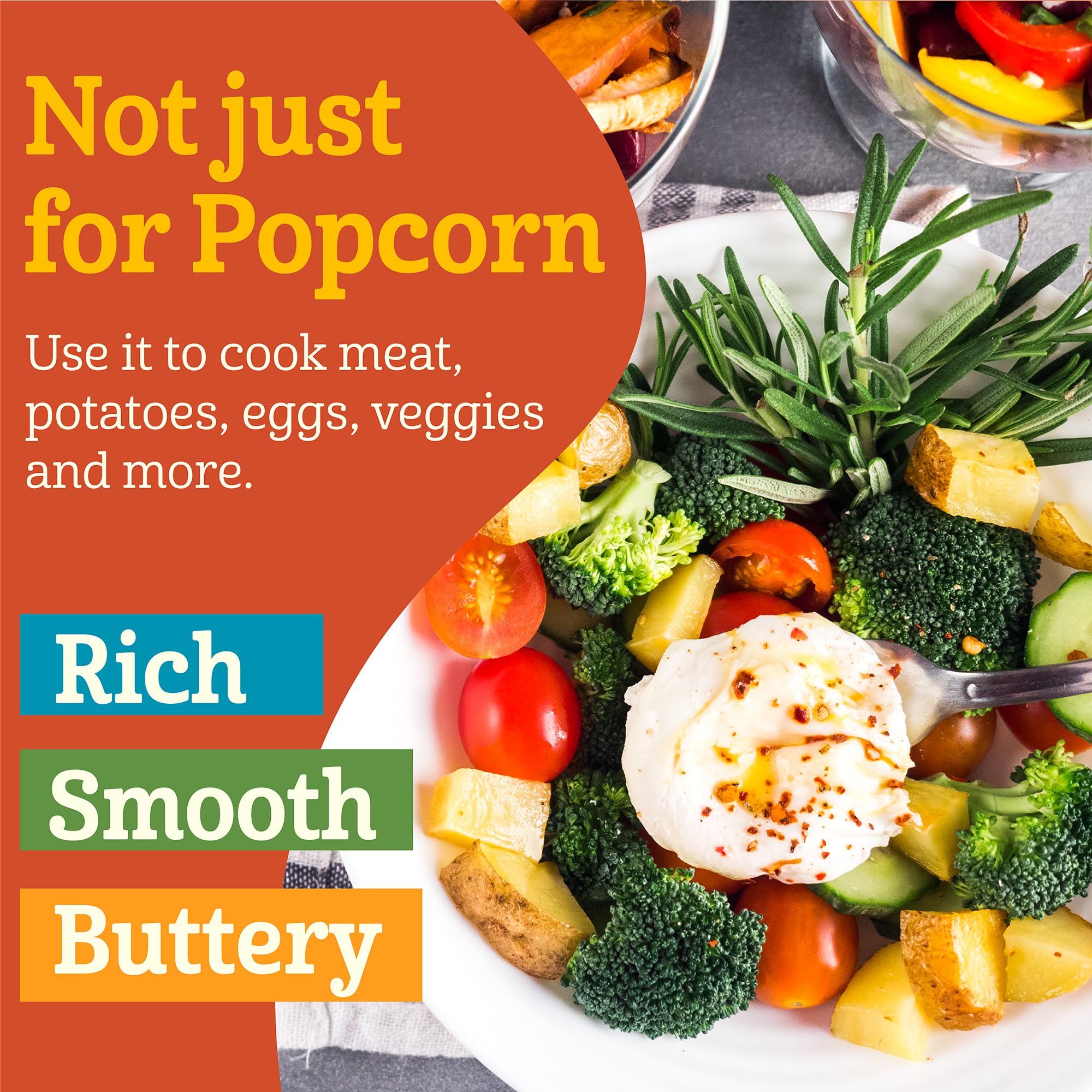 Easy-to-use oil for microwave or stove-top popcorn makers.