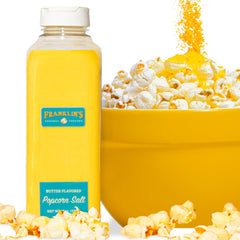 Franklin's Butter Flavored Salt bottle front adds theater-style flavor to popcorn.
