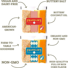 Franklin's butter-salt-oil mix sachet showing vegan and gluten-free ingredients