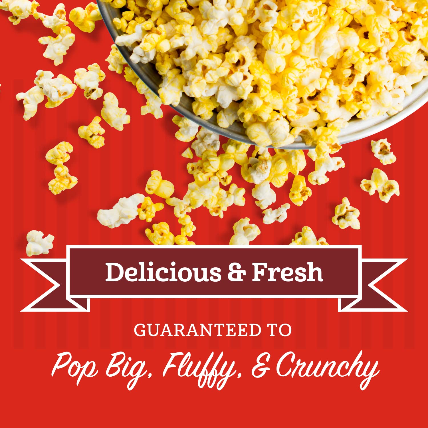 Made in USA Franklin's popcorn pack ensures consistent quality.