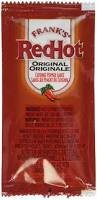 Franks Red Hot Original packet for portable flavor enhancement at meals.