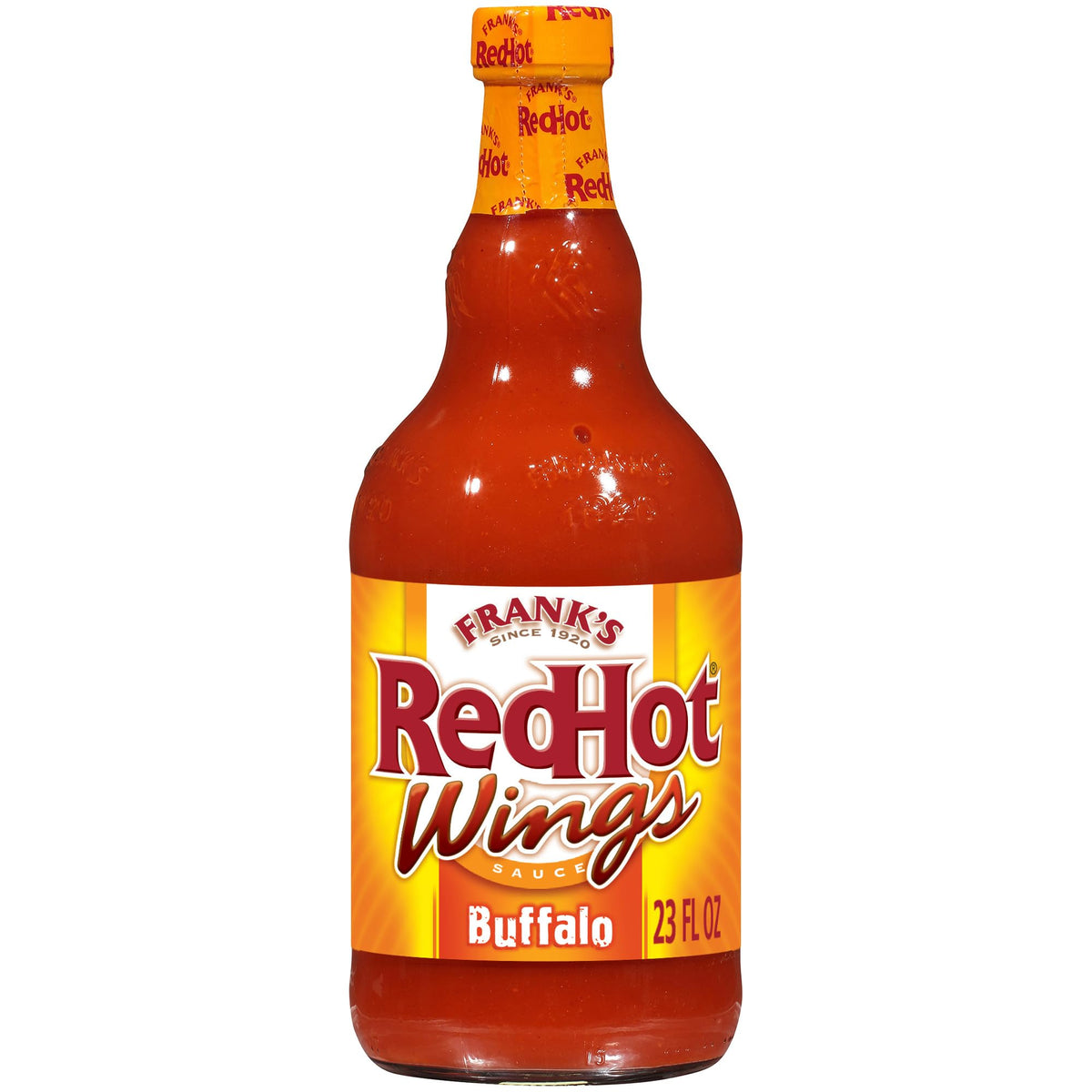 Franks RedHot Buffalo Wings Sauce bottle offers ready-to-use restaurant flavor at home