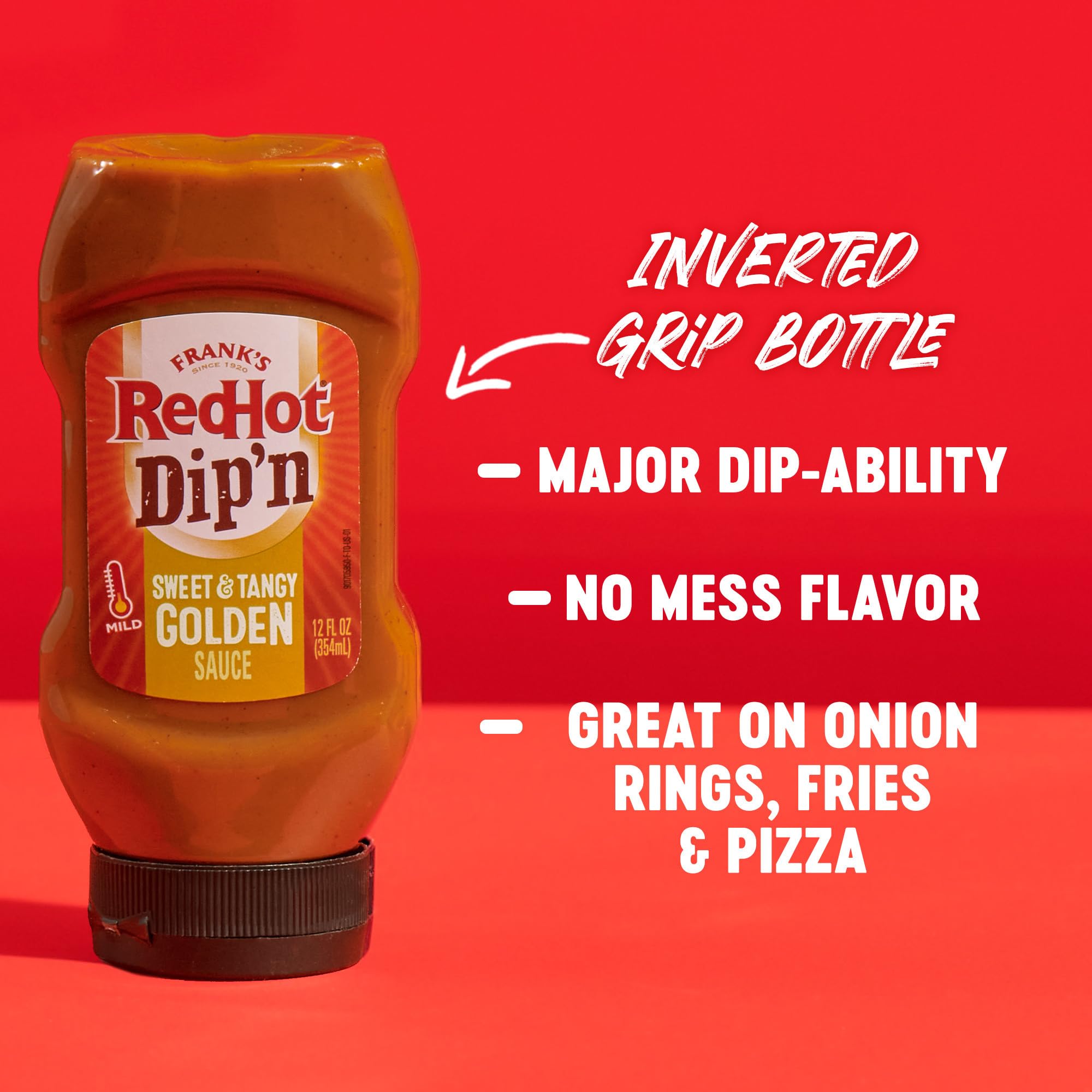 Nuggets dipped in Frank's RedHot Dip'N Golden Sauce for thick flavor