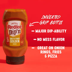 Nuggets dipped in Frank's RedHot Dip'N Golden Sauce for thick flavor