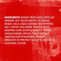 Frank's RedHot Korean BBQ sauce label closeup highlights ingredients and brand trust.