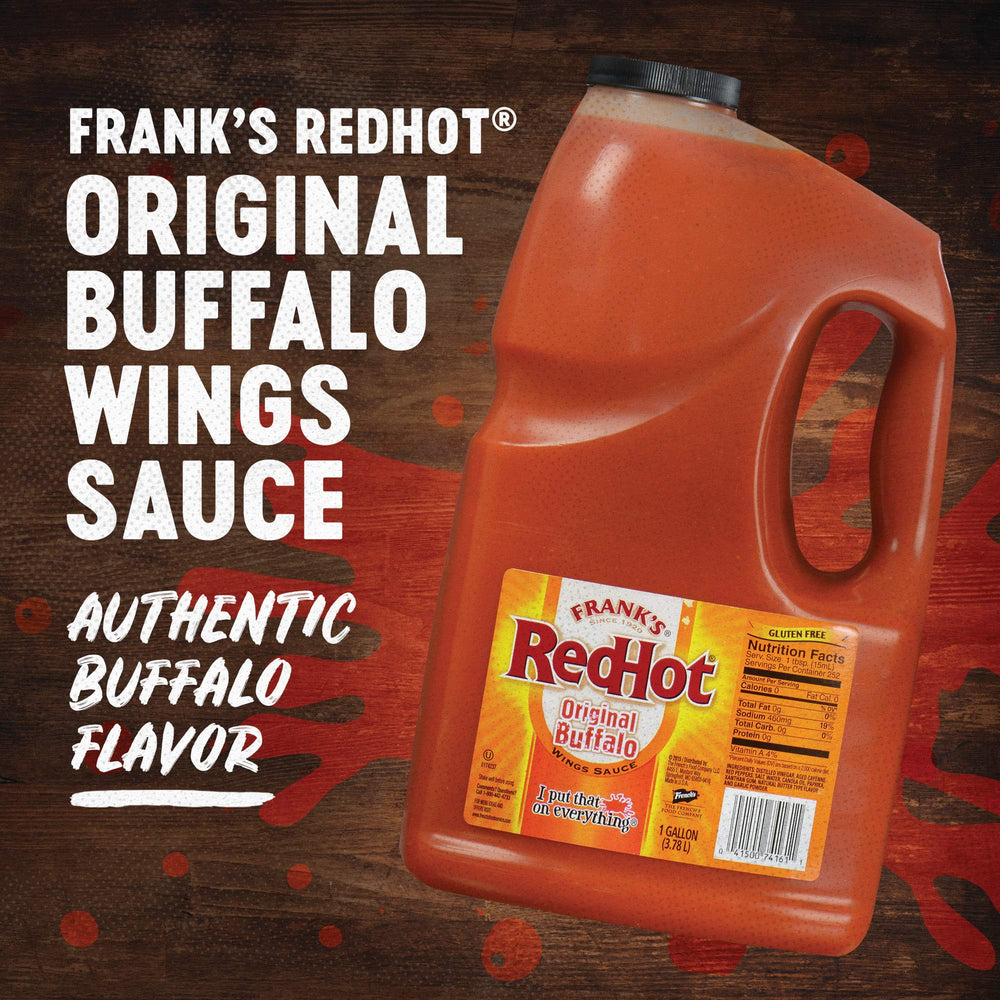 Frank's RedHot Original Buffalo Wings Sauce kitchen-ready bottle signals chef-friendly convenience
