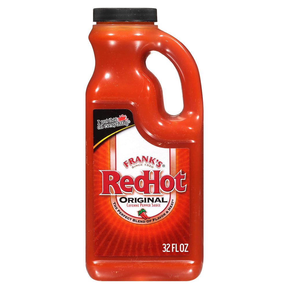 Frank's RedHot Original sauce bottle front with bold cayenne flavor
