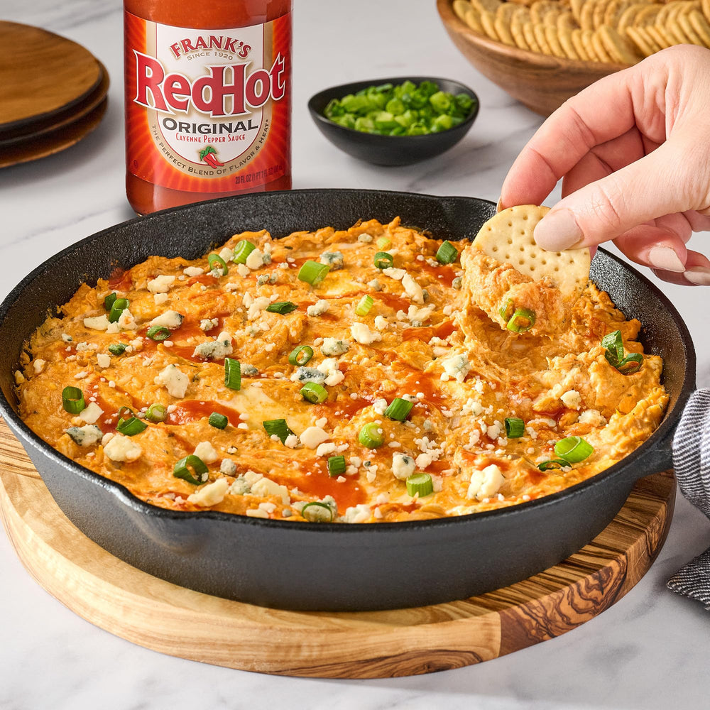 Mac and cheese enhanced with Franks RedHot Original for spicy creaminess