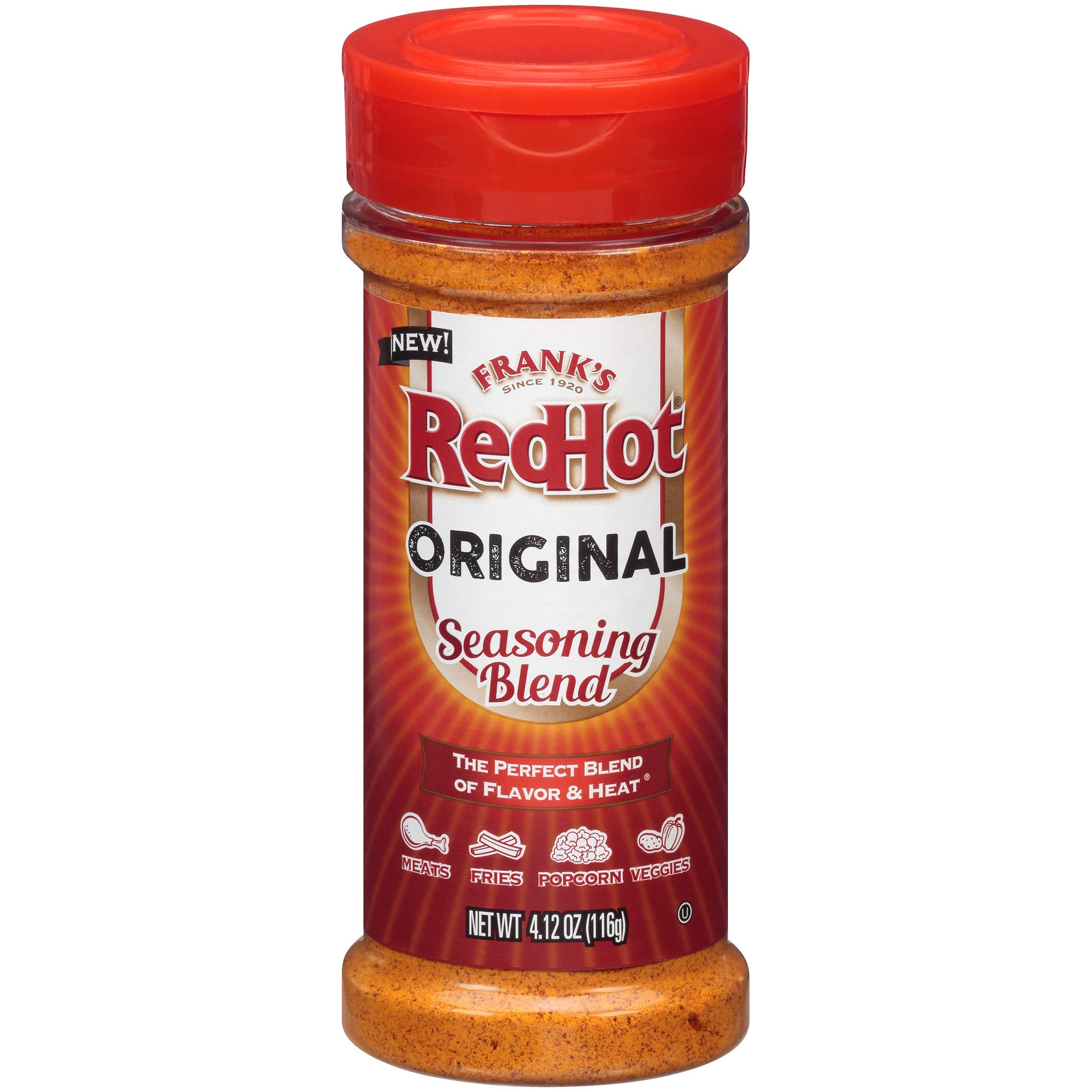 Franks RedHot Original Seasoning jar front for pantry flavor boost