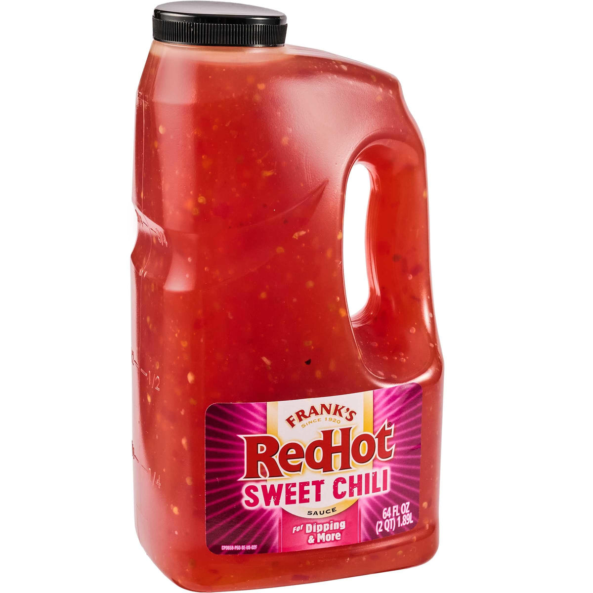 Frank's RedHot Sweet Chili Sauce bottle front view with bold color for branding and appeal.