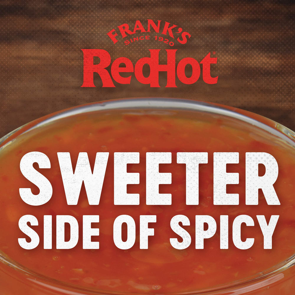 Stir-fry wok featuring Frank's RedHot Sweet Chili Sauce as a glossy glaze.