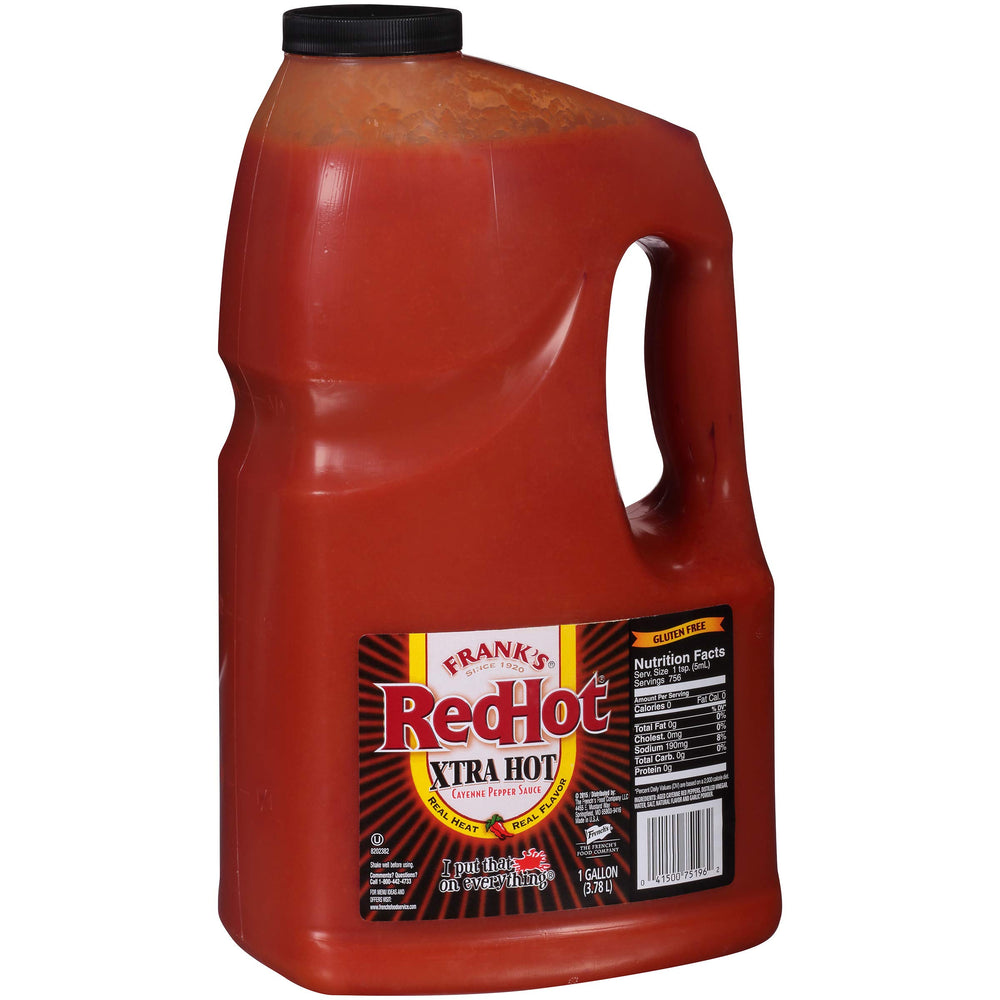 Frank's RedHot Xtra Hot bottle pouring for bold wings and sauces