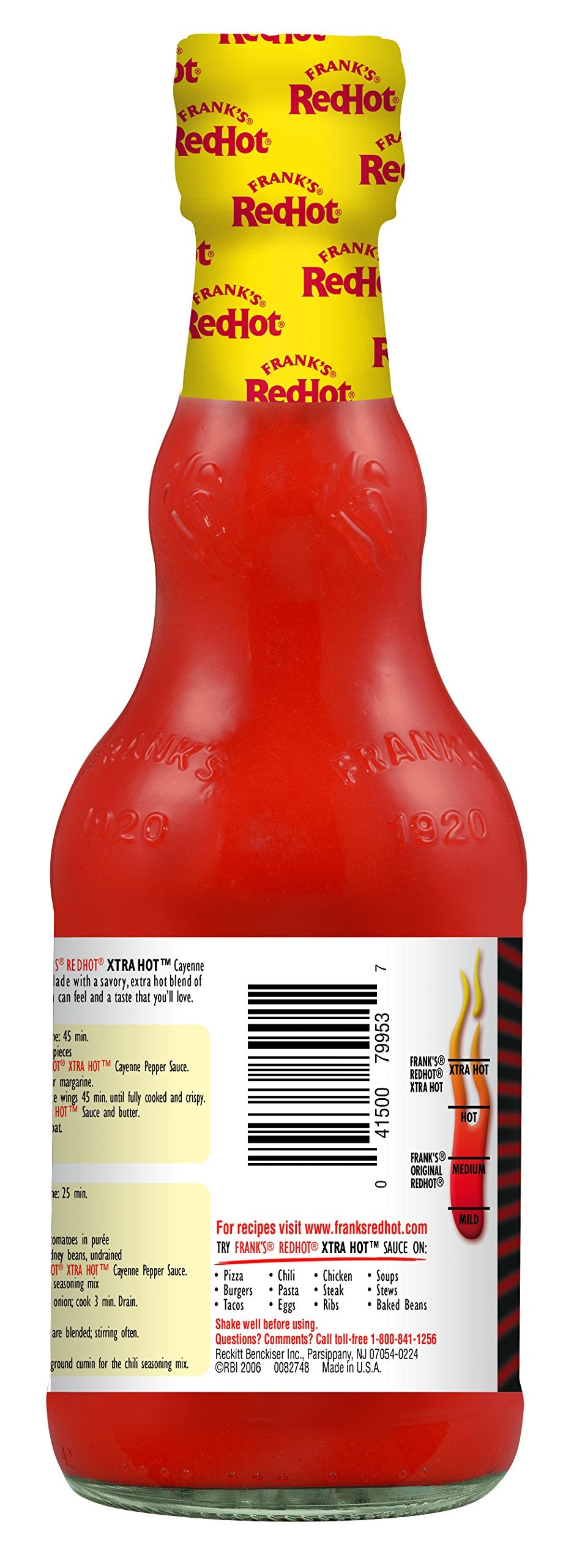 Franks RedHot Xtra Hot Cayenne chili bowl highlighting heat.