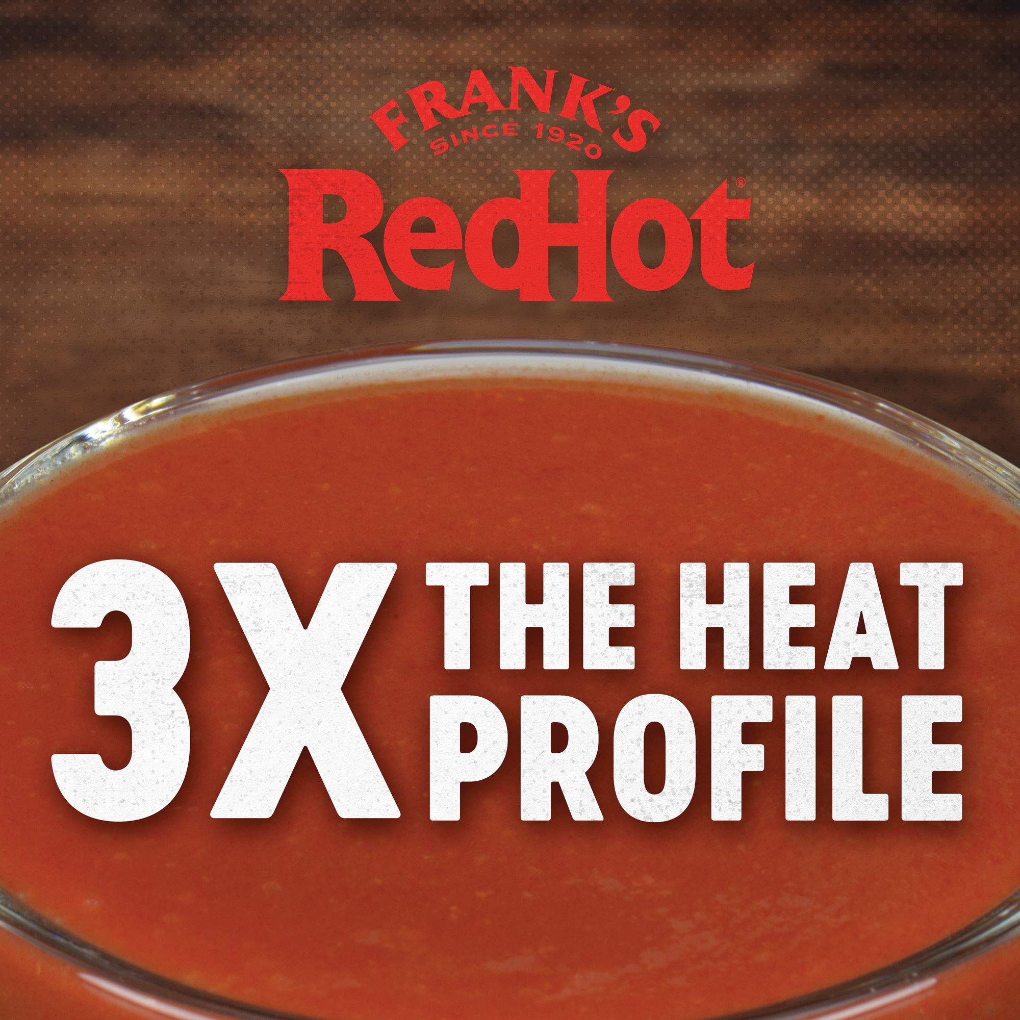 Frank's RedHot Xtra Hot sauce-dispense bottle on table