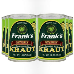 Frank's Sweet Bavarian Kraut jar close-up, ideal as a topping for hot dogs and sandwiches