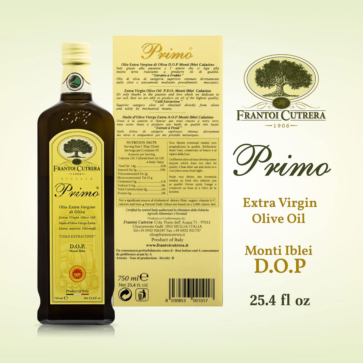 Frantoi Cutrera Primo olive oil pour for a finishing drizzle