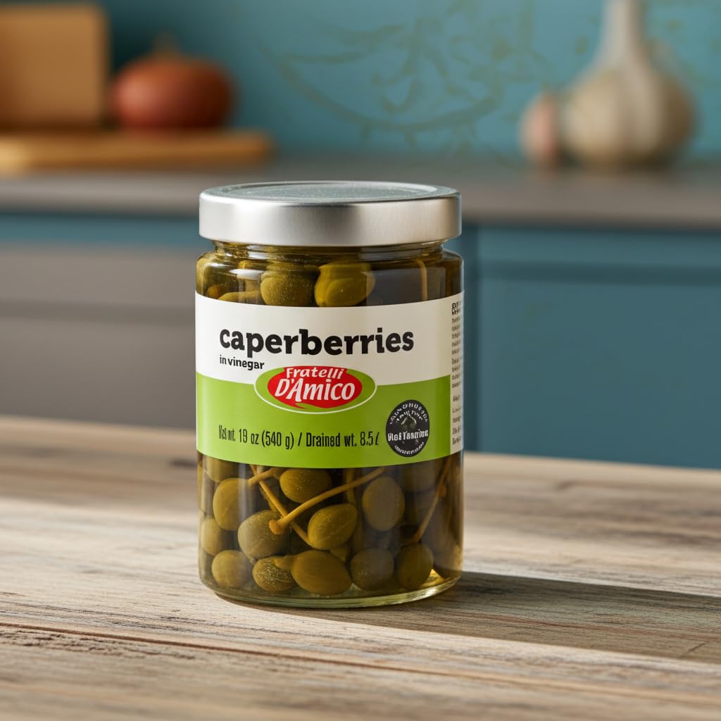 Fratelli D'Amico caperberries packaging, family size jar.