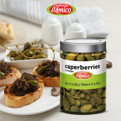 Fratelli D'Amico caperberries plated dish, Mediterranean garnish idea.