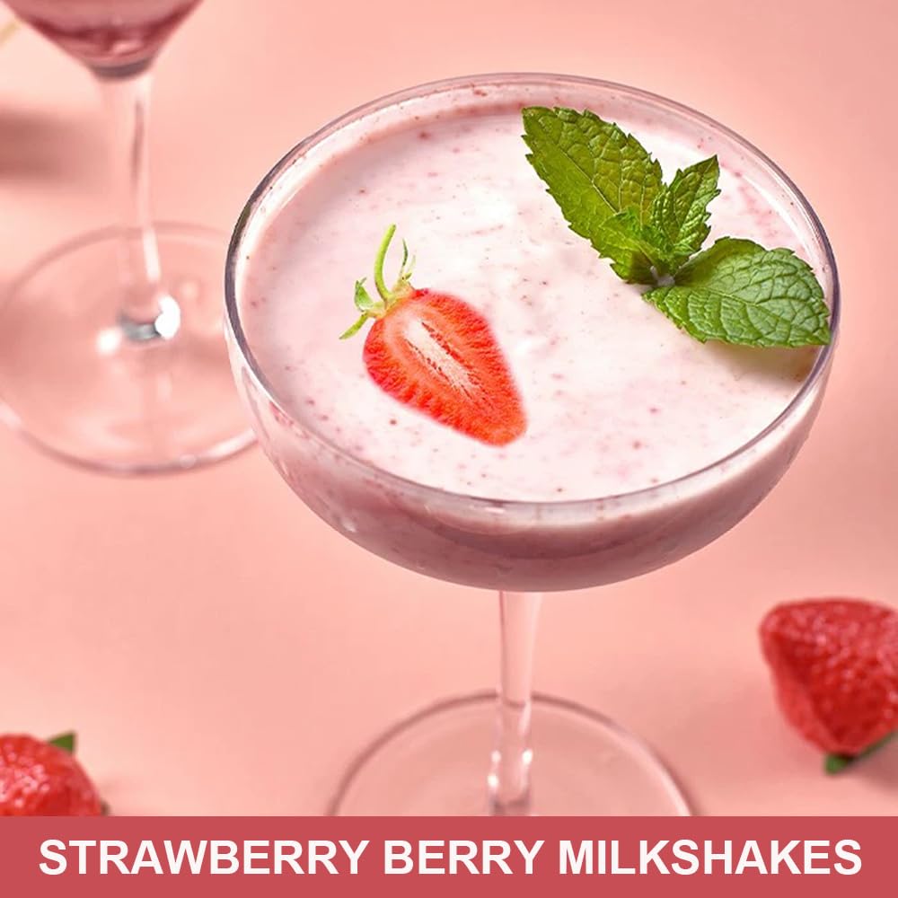 Fraunitsh powder stirred into drinks delivers natural strawberry aroma and taste