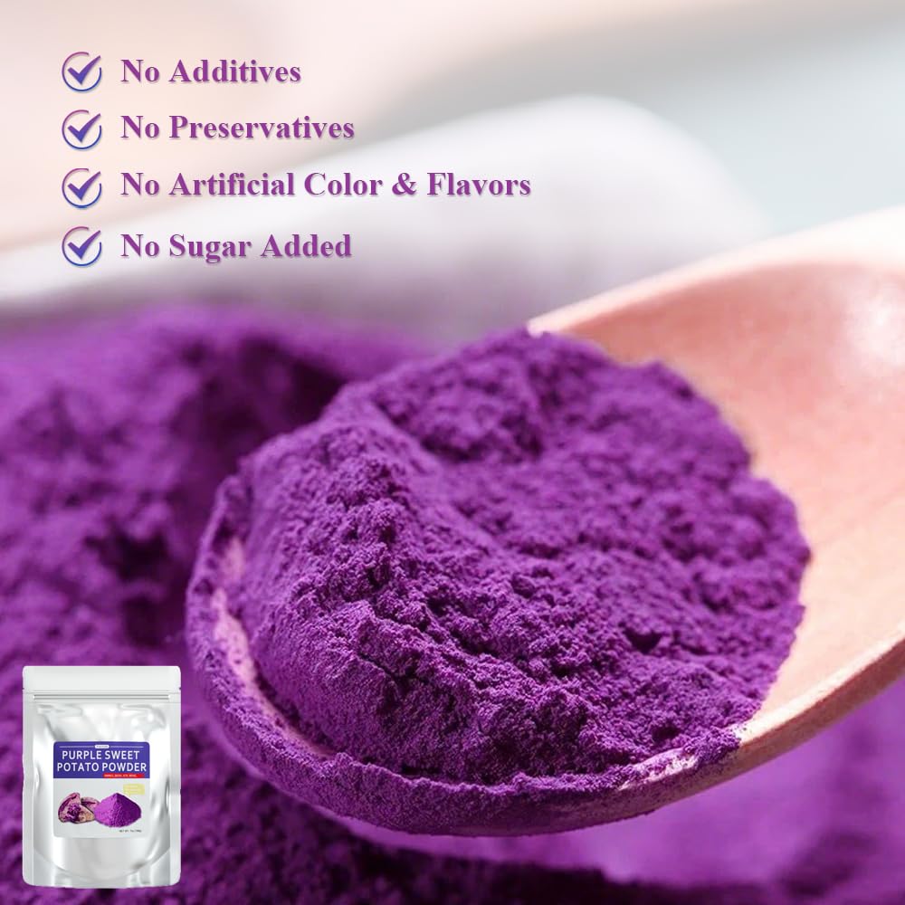 Fraunitsh ube powder scoop demonstrates precise measurement for pastel to bold hues.