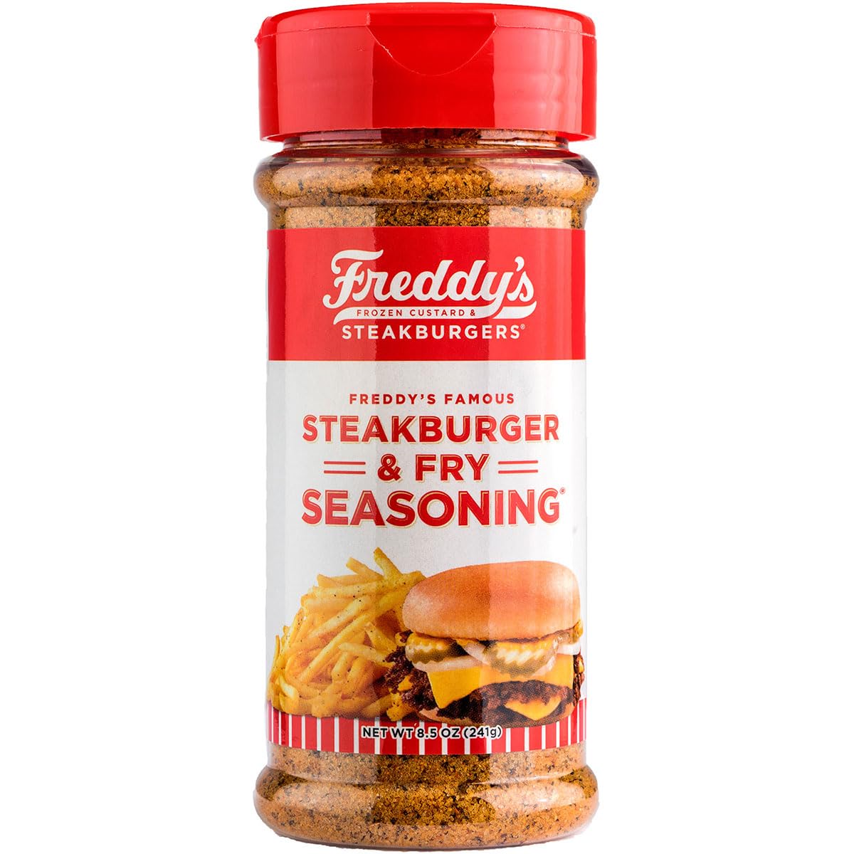 Freddy's Sreakhouse steakburger seasoning bottle ready to flavor at home