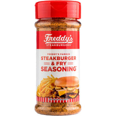 Freddy's Sreakhouse steakburger seasoning bottle ready to flavor at home