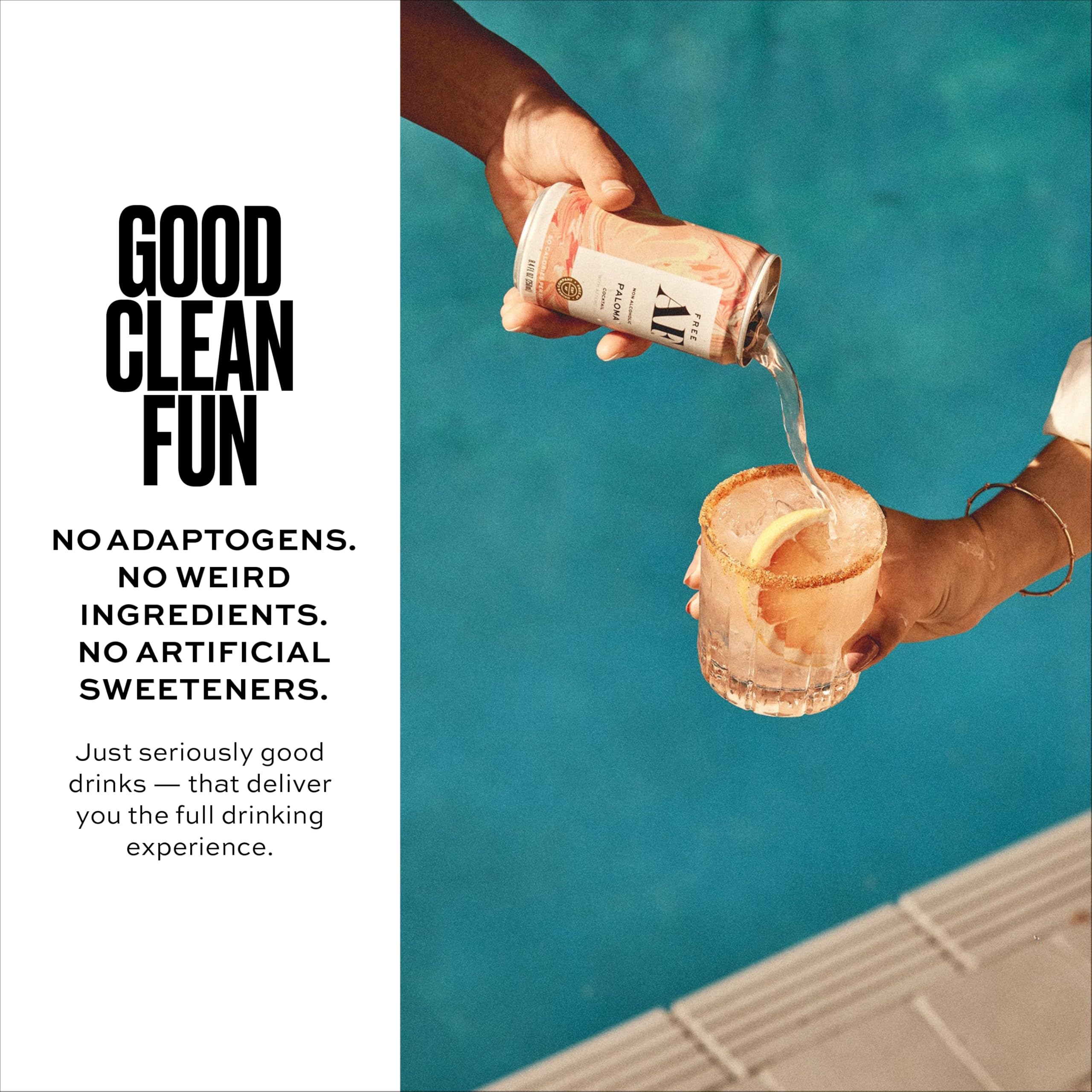 Free AF ready-to-drink cans — convenient, alcohol-free social refreshment.