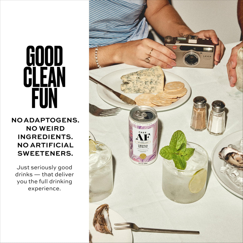 Free AF cocktail party scene with spritz showing mindful socializing