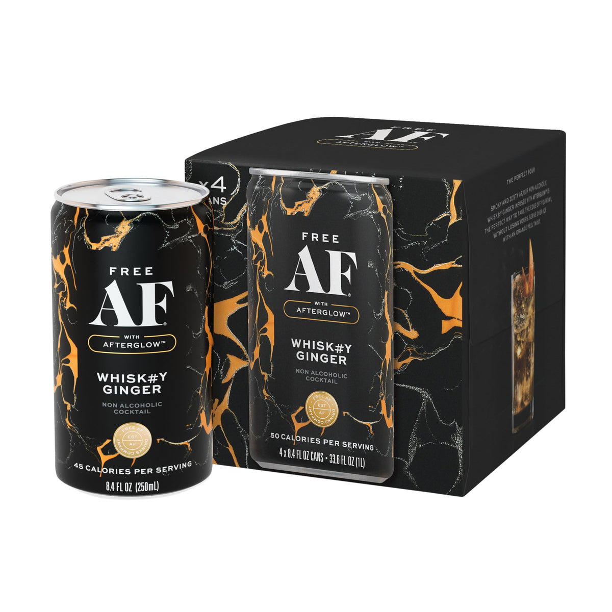 Free AF Whiskey Ginger can front view, gluten-free low-calorie mocktail option