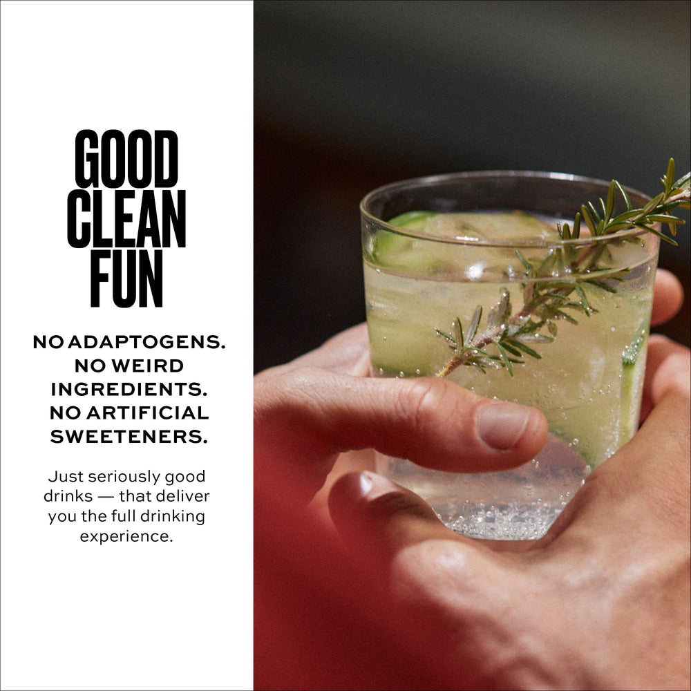 Free AF cucumber G&T Afterglow label, highlights natural ingredients.