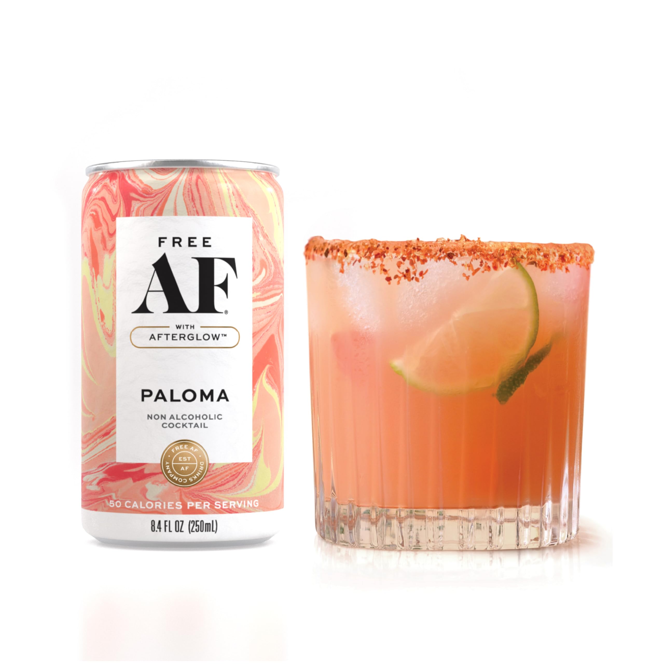 Free AF Paloma can with lime garnish, gluten free refreshment