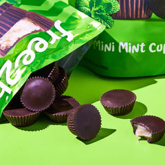 Opened bag of Free2b Mint Mini Cups ready to share