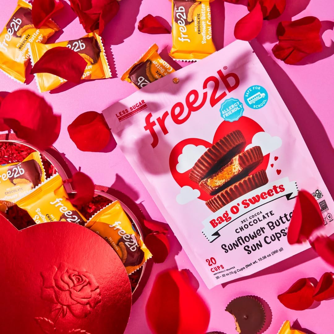 Free 2b sunflower butter sun cups ingredient list showcases plant-based, non-GMO benefits.
