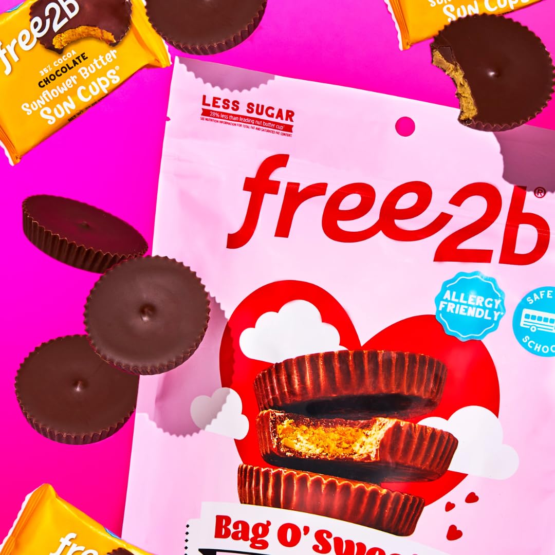 Free 2b sun cups open packaging highlighting convenient individually wrapped chocolates.