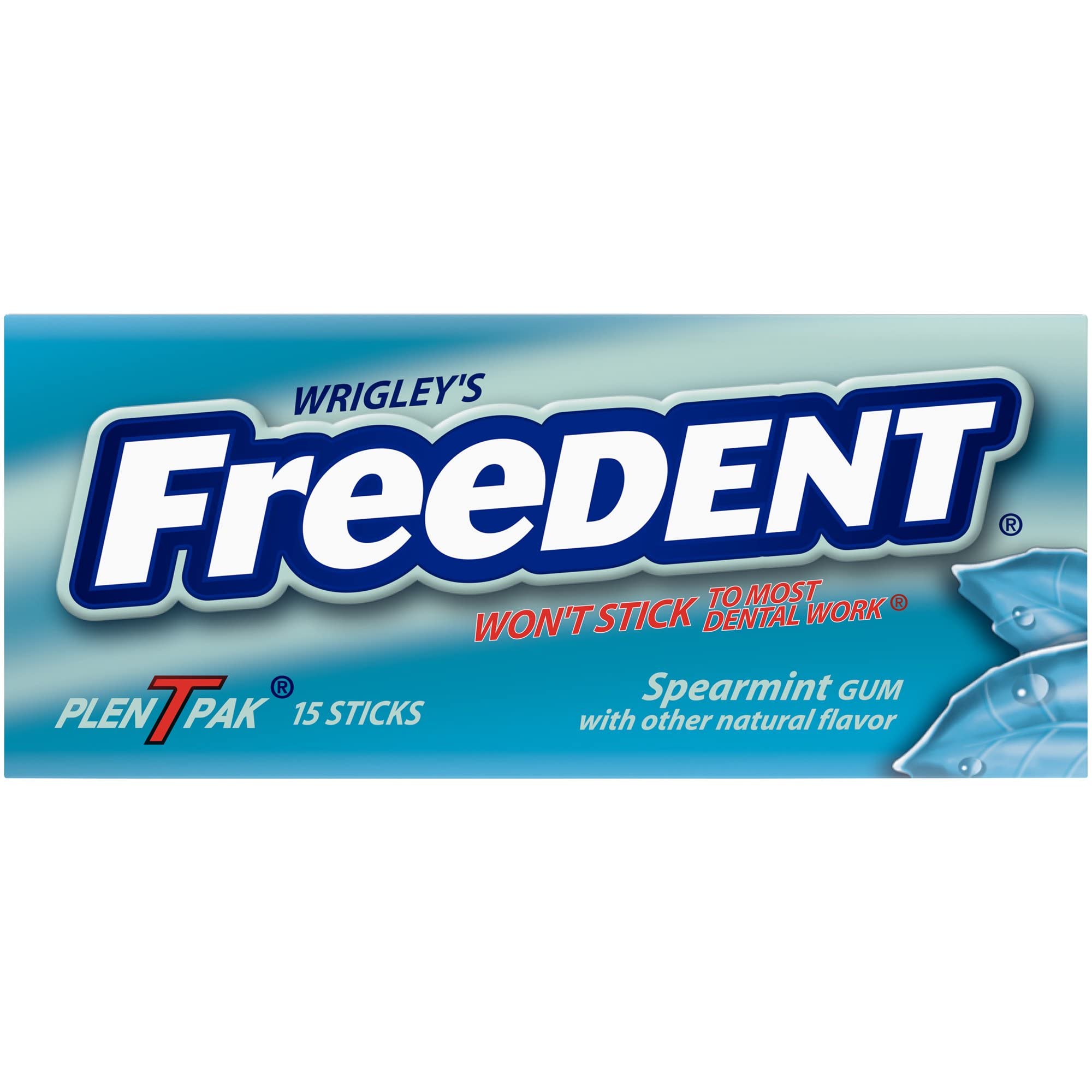Freedent gum individually wrapped maintains freshness between uses.