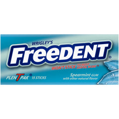 Freedent gum individually wrapped maintains freshness between uses.