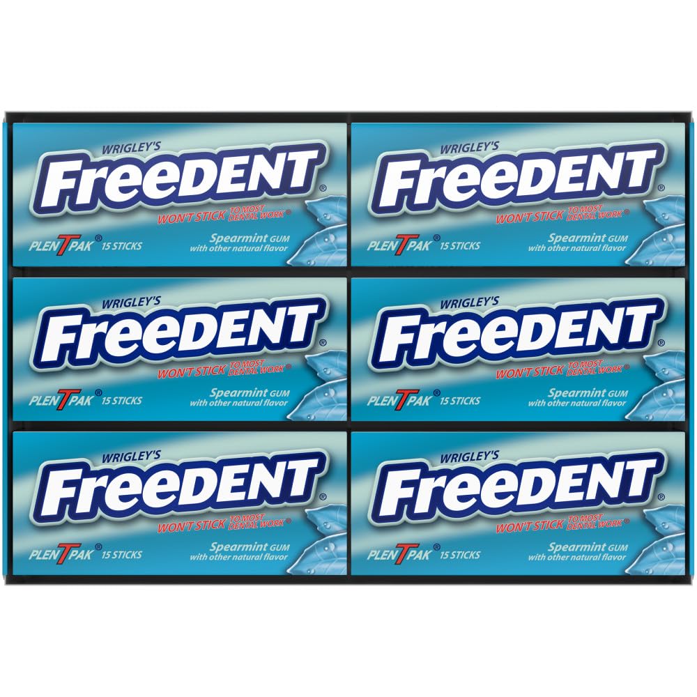 Freedent gum highlights nonstick advantage for a smooth chew without sticking.
