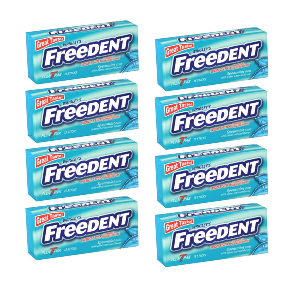 Freedent Spearmint gum 15 sticks per pack, convenient breath refresh on the go.